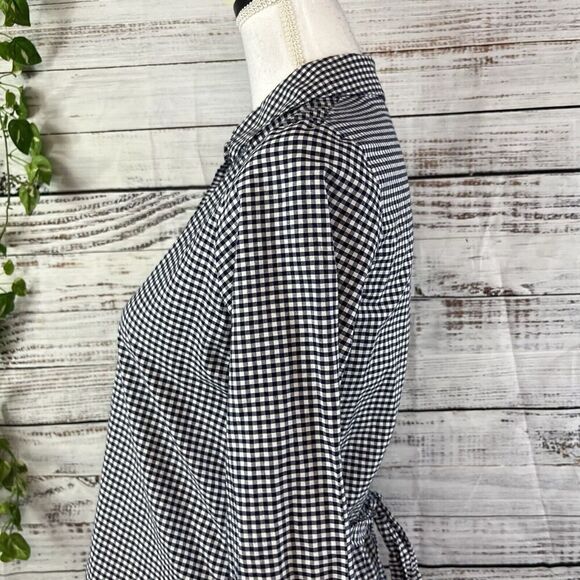 Tommy Hilfiger Blouse size Extra Small Navy Blue White Gingham Red Eyelet Casual - Picture 9 of 13